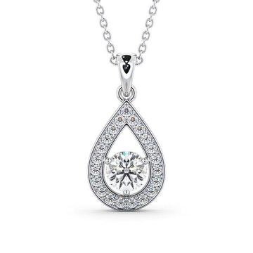 Drop Moissanite Pendant Halo Style Channel Setting