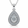 Drop Moissanite Pendant Halo Style Channel Setting