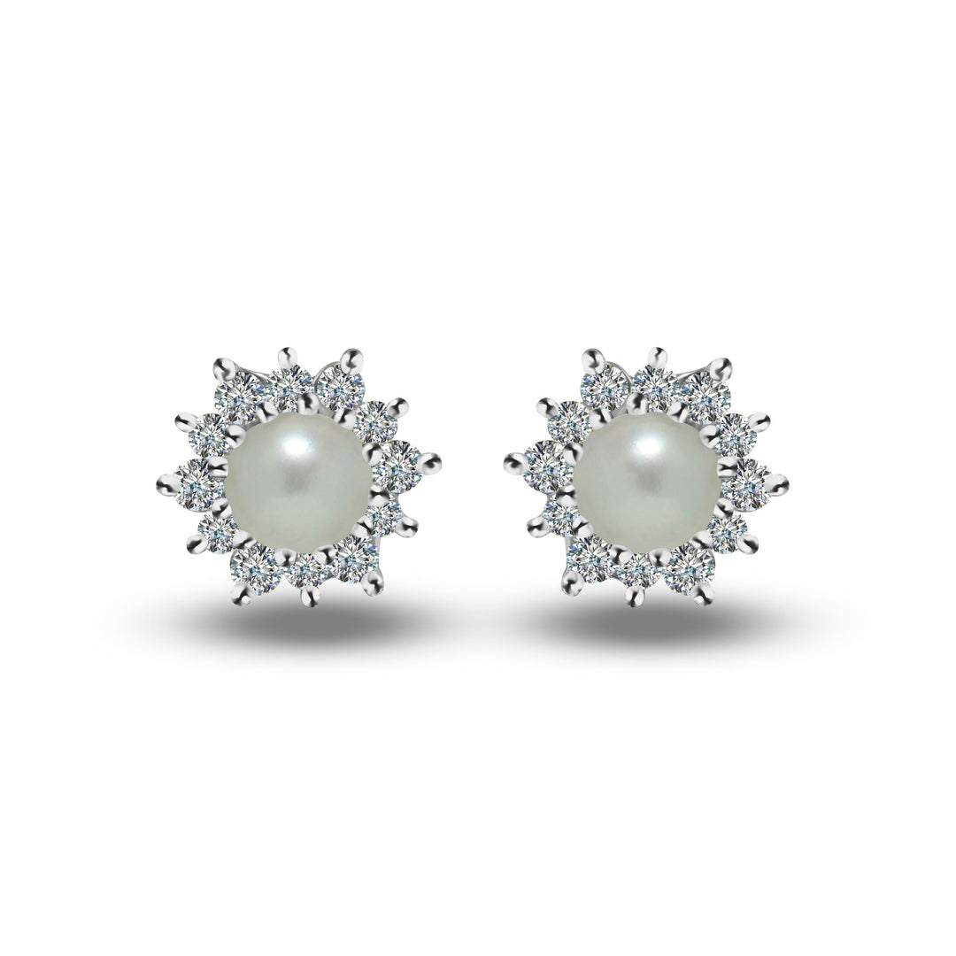 Star Pearl and Moissanite Earrings