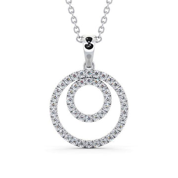 Princess Cut Moissanite Pendant Double Circle Shaped