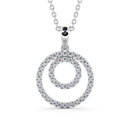 Princess Cut Moissanite Pendant Double Circle Shaped