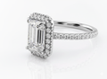 Emerald Cut Classic Halo Design Moissanite Engagement Ring