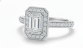 Emerald Cut Classic Halo Moissanite Engagement Ring
