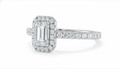 Emerald Cut Classic Halo with Split Shank Moissanite Engagement Ring