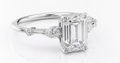 Emerald Cut Moissanite Engagement Ring, Block Halo With Hidden Shoulders2