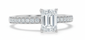 Emerald Cut Moissanite Engagement Ring, Classic Band Style