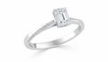 Emerald Cut Moissanite Engagement Ring, Elegant Classic Style