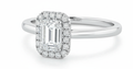 Emerald Cut Moissanite Engagement Ring, Halo Design