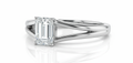Emerald Cut Moissanite Engagement Ring, Tiffany Style Split Shank