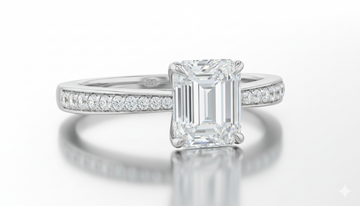 Emerald Cut Moissanite Engagement Ring, Timeless Classic Design