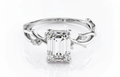 Emerald Cut Moissanite Engagement Ring, Twig Band Design