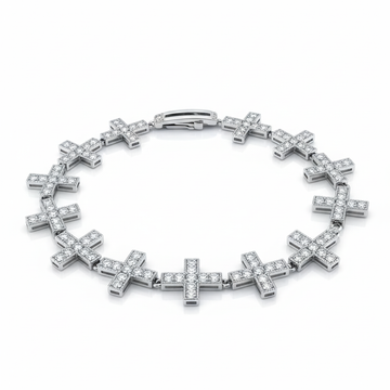 Emerald Cut Moissanite Necklace Pavé Cross Setting