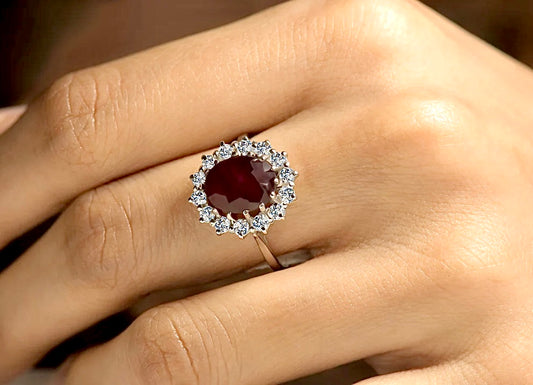 Natural Ruby & Moissanite Diana Ring