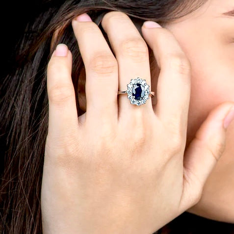 Natural Sapphire & Moissanite Diana Ring