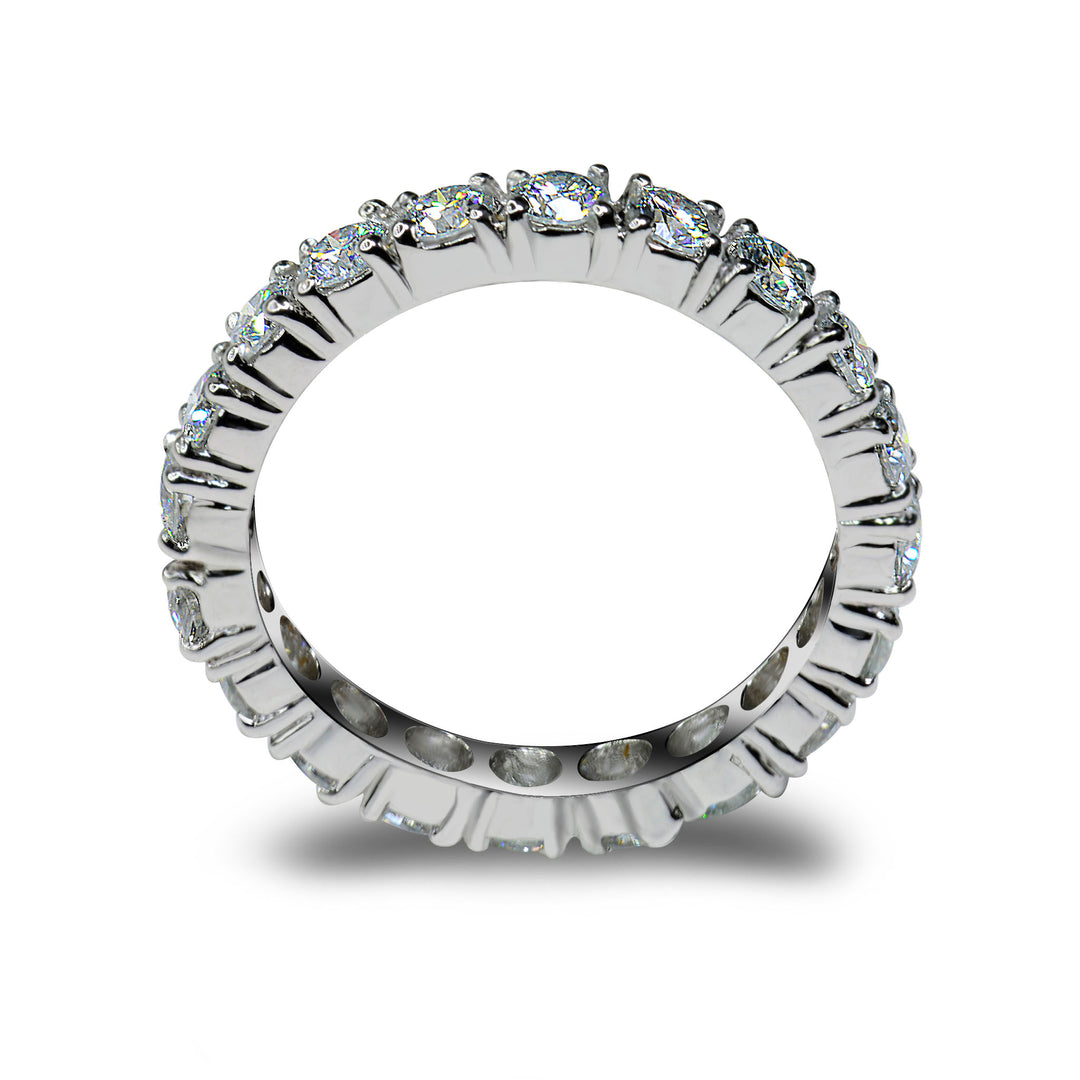 Full Eternity Moissanite Wedding Ring, Round Cut Single Row