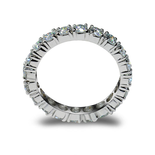 Full Eternity Moissanite Wedding Ring, Round Cut Single Row