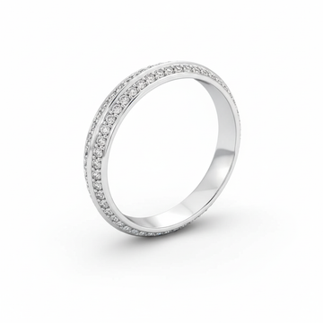 Full Eternity Moissanite Wedding Ring, Double Edged Round Cut