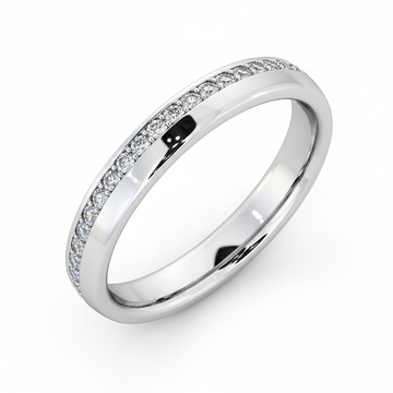 Full Eternity Moissanite Wedding Ring, Offset Round Cut Stones