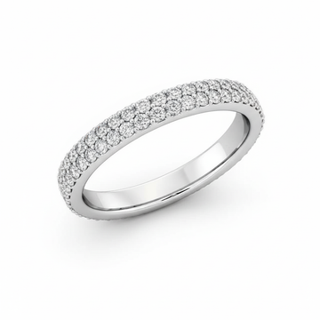 Full Eternity Moissanite Wedding Ring, Round Cut Double Row