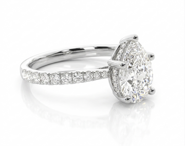 Prong-Set Pear Cut Moissanite Engagement Ring with Side Stones