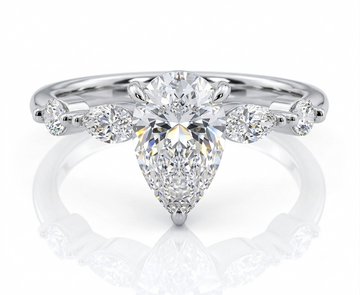 Pear Cut Hidden Halo Moissanite Engagement Ring