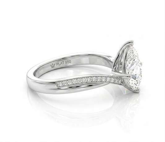 Pear Cut Prong-Set Solitaire Moissanite Engagement Ring
