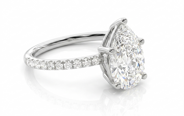 Pear Cut Hidden Halo Moissanite Ring with Prong Setting