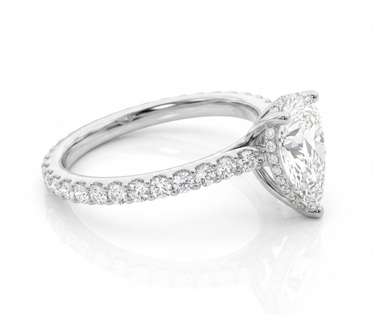 Hidden Halo Pear-Shaped Moissanite Engagement Ring