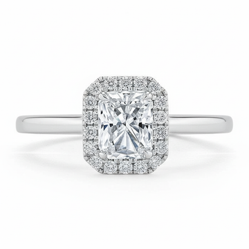 Radiant Cut Moissanite Halo Engagement Ring