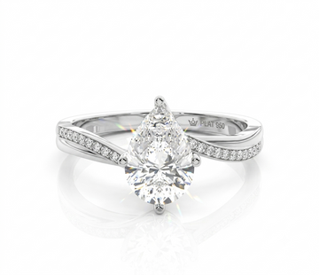 Pear Cut Prong-Set Solitaire Moissanite Engagement Ring