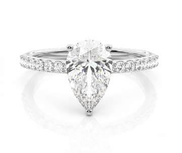 Hidden Halo Pear-Shaped Moissanite Engagement Ring