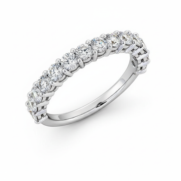 Half Eternity Moissanite Wedding Ring, Round Cut Claw Set Design