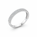 Half Eternity Moissanite Wedding Ring, Round Cut Double Row