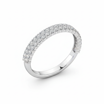 Half Eternity Moissanite Wedding Ring, Round Cut Double Row