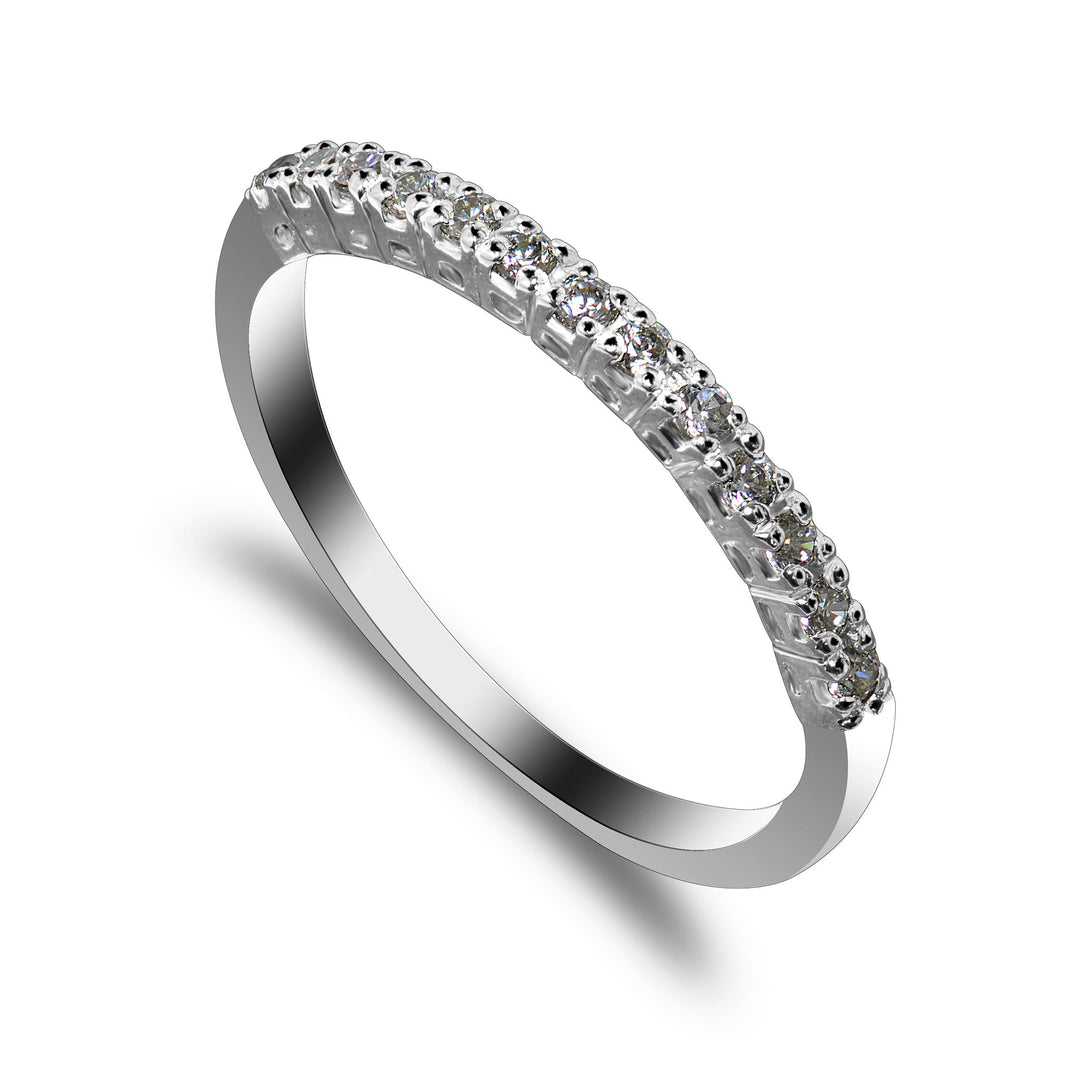 Half Eternity Moissanite Wedding Ring, Round Cut Single Row