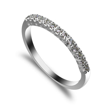 Half Eternity Moissanite Wedding Ring, Round Cut Single Row