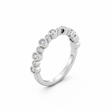 Half Eternity Moissanite Wedding Ring, Round Cut Vintage Design