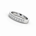 Half Eternity Moissanite Wedding Ring, Vintage Design with Milgrain Edge