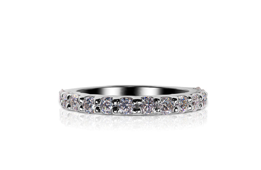 Half Eternity Moissanite Wedding ring, Round Cut Classic Style