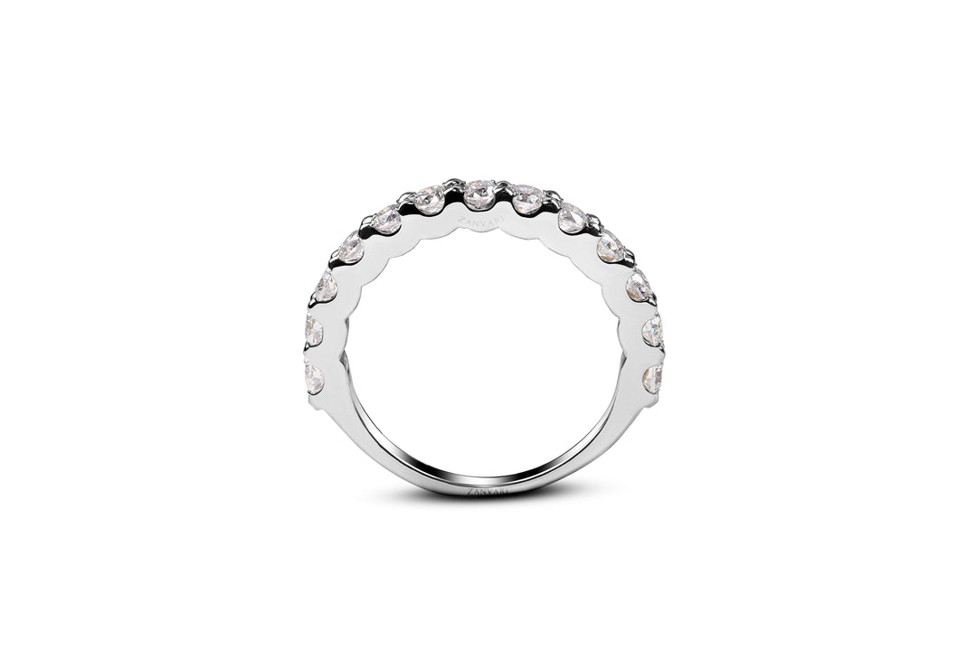 Half Eternity Moissanite Wedding ring, Round Cut Classic Style