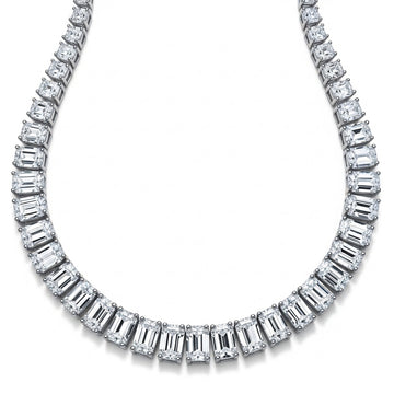 Emerald Cut Moissanite Tennis Chain Necklace