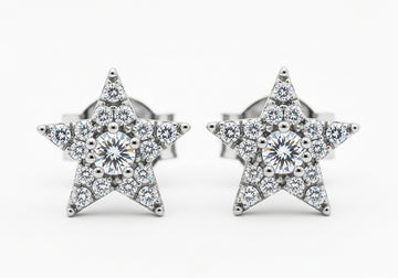Tiny Star Moissanite Flat Back Earrings