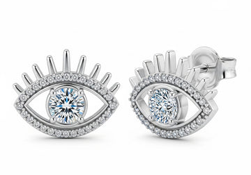 Evil Eye Moissanite Flat Back Earrings