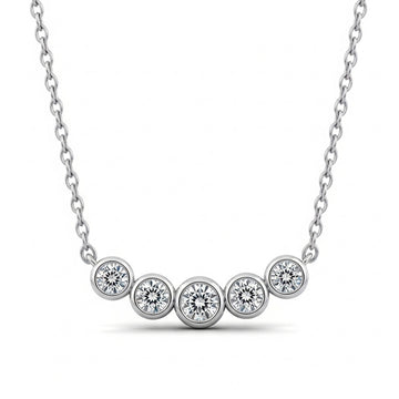 Five Stone Moissanite Pendant Necklace in Bezel Setting