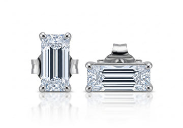 Baguette Moissanite Flat Back Earrings
