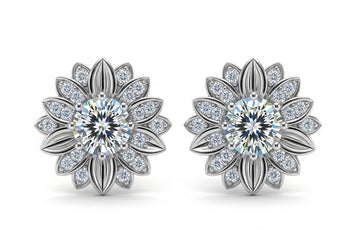 Sunflower Moissanite Flat Back Earrings