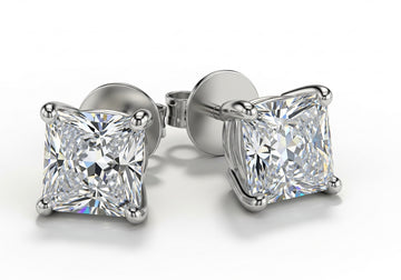 Princess Cut Moissanite Flat Back Earrings
