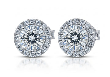 Trinity Stone Moissanite Flat Back Earrings