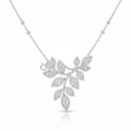 Leaf-Inspired Moissanite Pendant Necklace in Pavé Setting