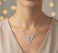 Leaf-Inspired Moissanite Pendant Necklace in Pavé Setting